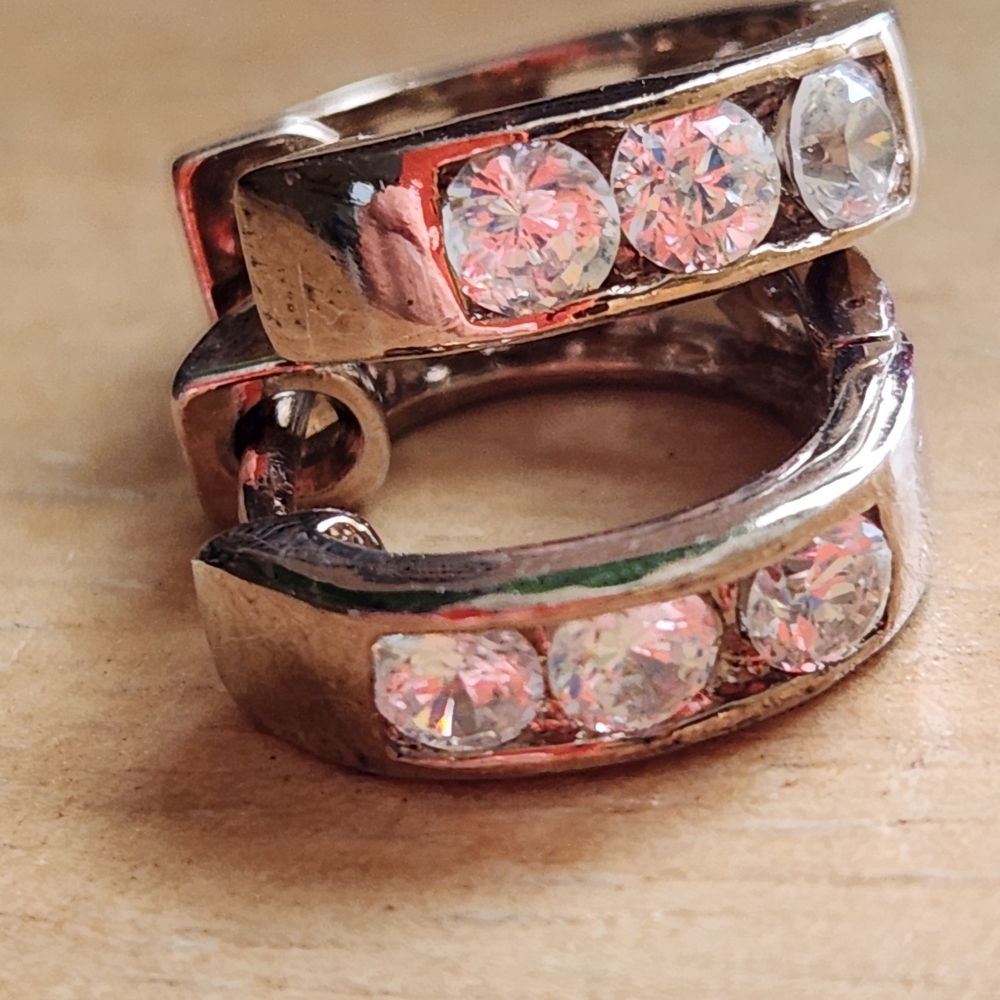 Elegant Silver Hoop Earrings with Crystal Accents